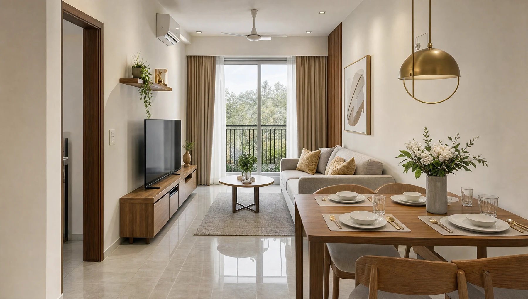 Illustrative living and dining room